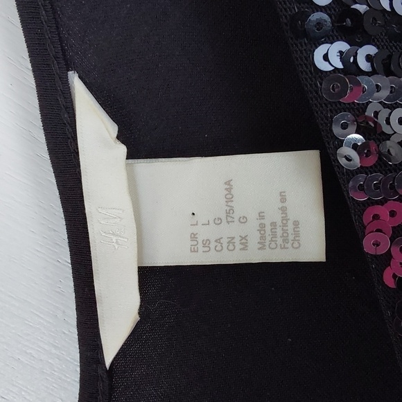 H & M Womens Sequin Black Tank Top DRESSY Silver/ Browns Sparkle Sz.L - Picture 7 of 8
